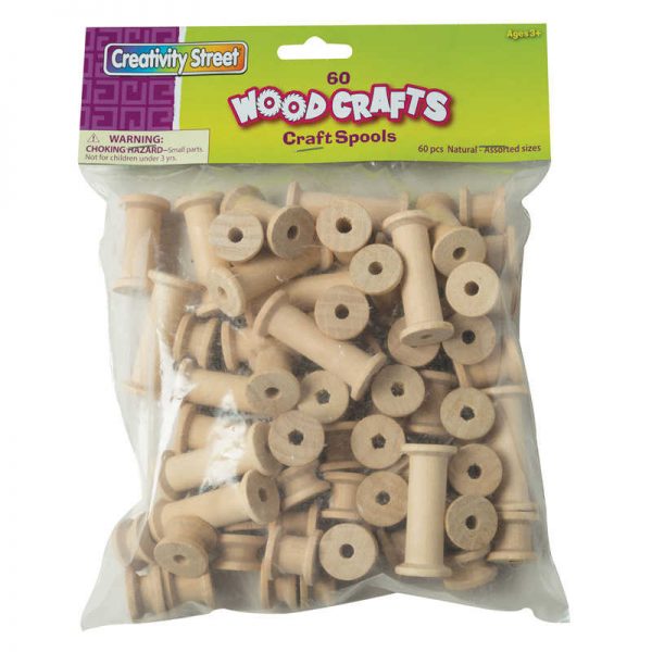 Creativity Street® Wood Spools, Natural Wood, 1/2" to 2", 60 Pieces