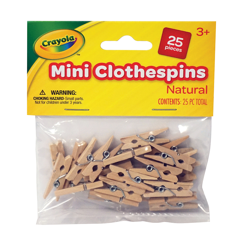 TeachersParadise Crayola® Mini Clothespins, 1", Natural, 25 Pieces
