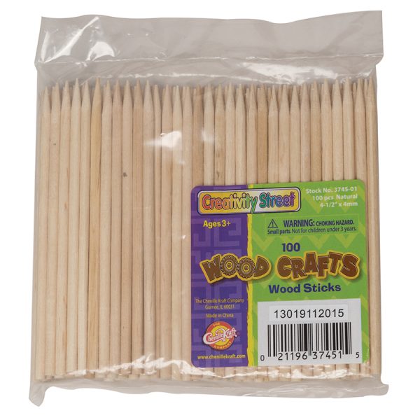 Creativity Street® Wood Sticks ,4.5", Natural, 100 Sticks