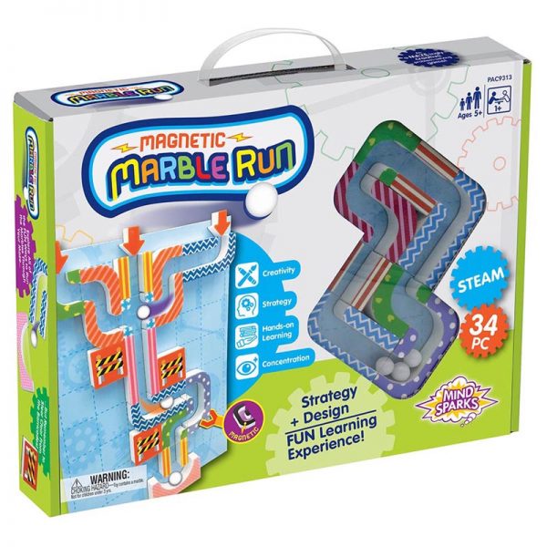 Mind Sparks® Magnetic Marble Run, Assorted Colors, 9.6"W x 11.2"H Magnetic Board, 34 Pieces