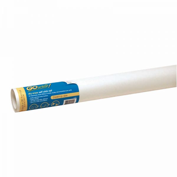 GoWrite!® Dry Erase Roll, Self-Adhesive, White, 18" x 20', 1 Roll
