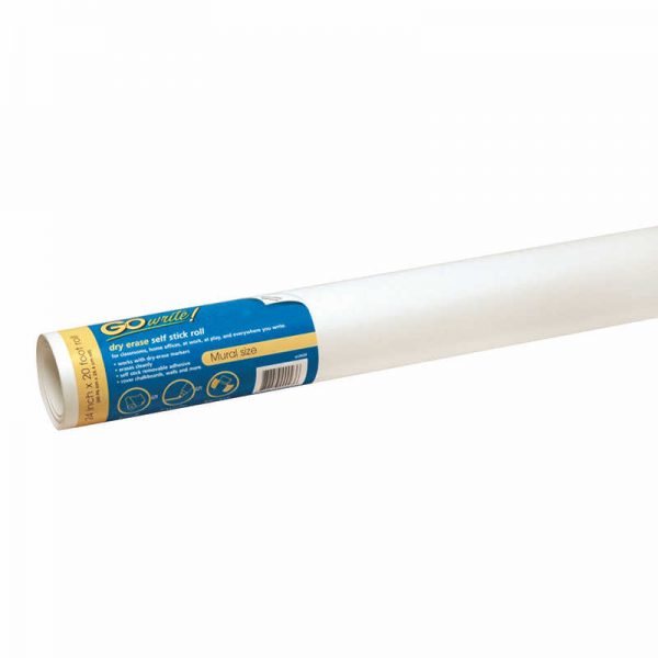 GoWrite!® Dry Erase Roll, Self-Adhesive, White, 24" x 20', 1 Roll