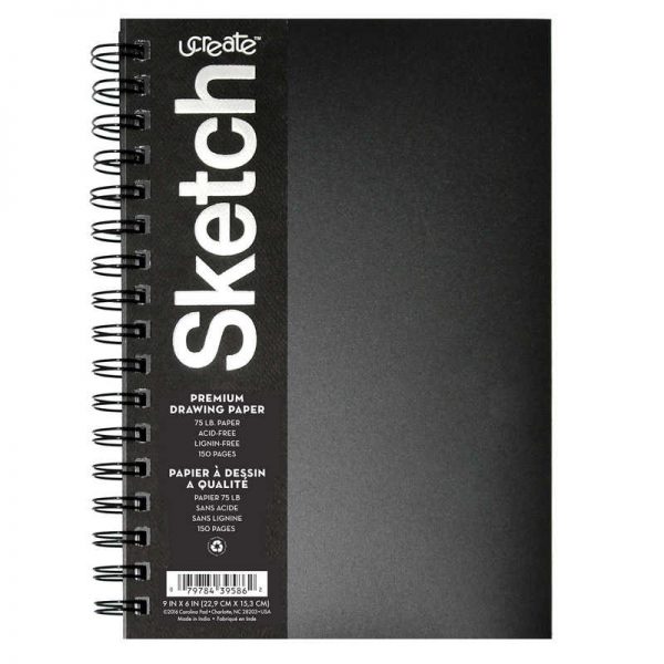 UCreate® Poly Cover Sketch Book, Heavyweight, 9" x 6", 75 Sheets