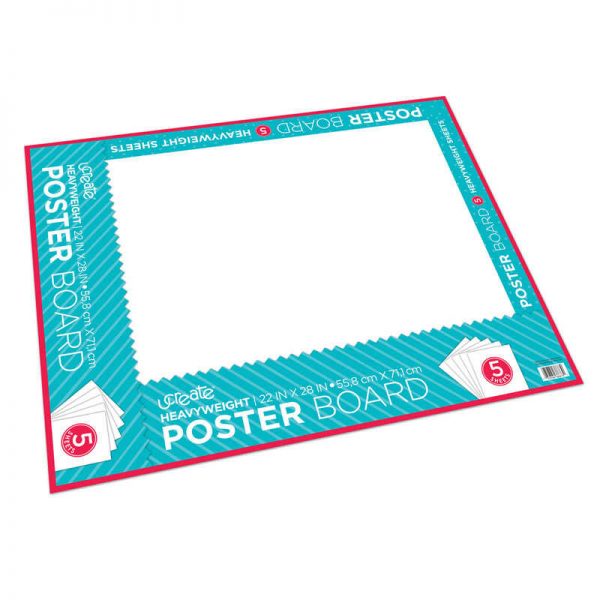 UCreate® Premium Poster Board, Premium, White, 22" x 28", 5 Sheets/Pack, Carton of 12 Packs