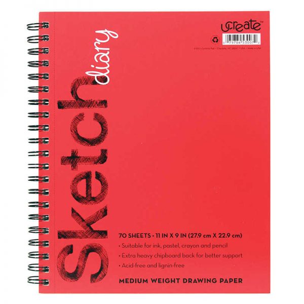 UCreate® Sketch Diary, Medium Weight, 11" x 9", 70 Sheets