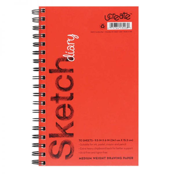 UCreate® Sketch Diary, Medium Weight, 9-1/2" x 6", 70 Sheets