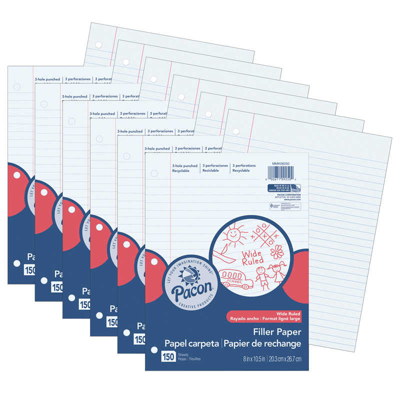 TeachersParadise - Pacon® Filler Paper, White, 3-Hole Punched, Red ...