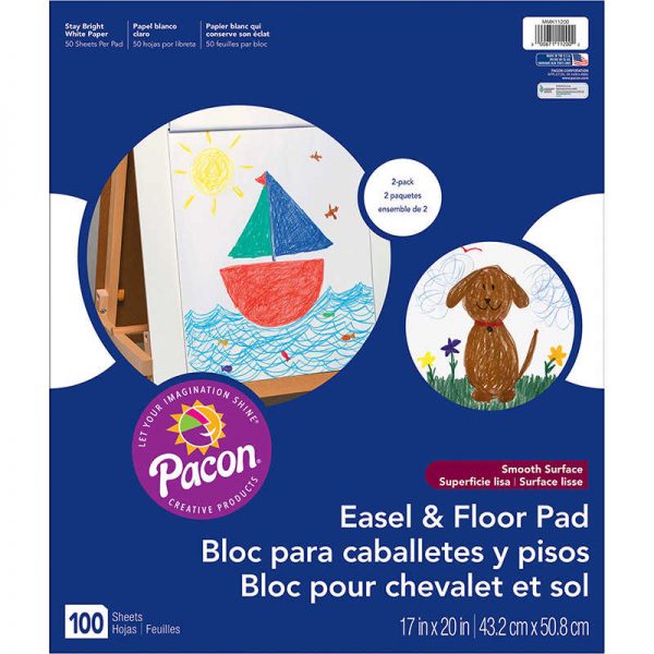Pacon® Easel & Floor Pads, White, Unruled 17" x 20", 50 Sheets, Pack of 2