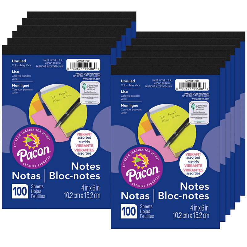 TeachersParadise - Pacon® Note Pad, 5 Vibrant Assorted Colors, 4