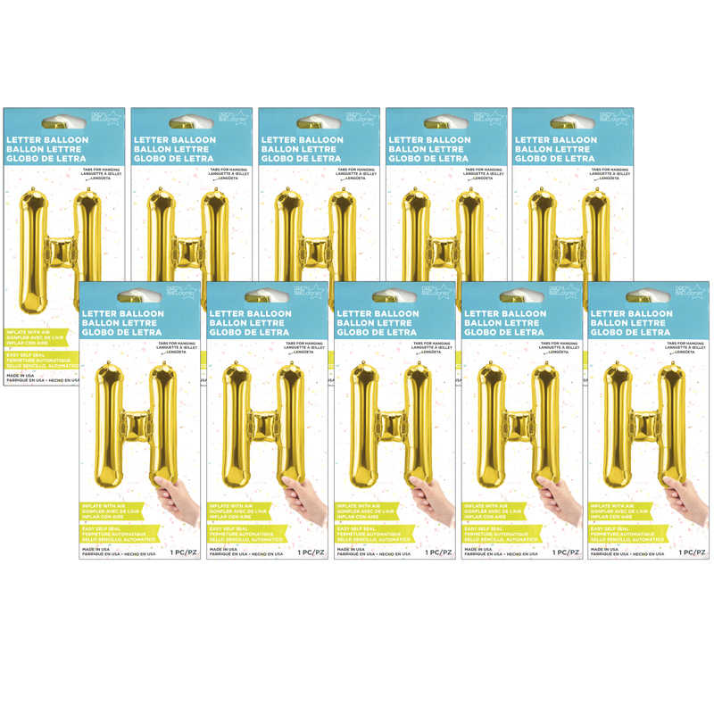 North Star by Pioneer 16" Foil Balloon, Gold Letter H, Pack of 10