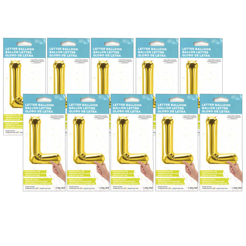 North Star by Pioneer 16" Foil Balloon, Gold Letter L, Pack of 10