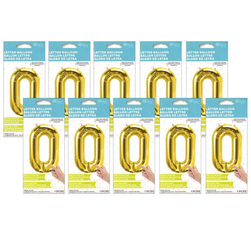 North Star by Pioneer 16" Foil Balloon, Gold Letter O, Pack of 10