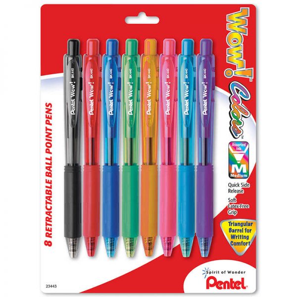 Pentel® Pentel® WOW!™ Retractable Ball Point Pens, 8-pack assorted