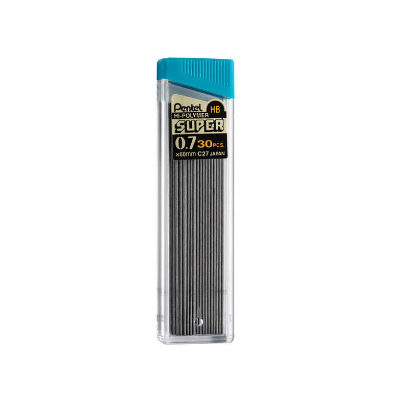 Pentel® HB Super Hi-Polymer Leads, 0.7mm, Black, 30 Leads Per Pack, 12 Packs