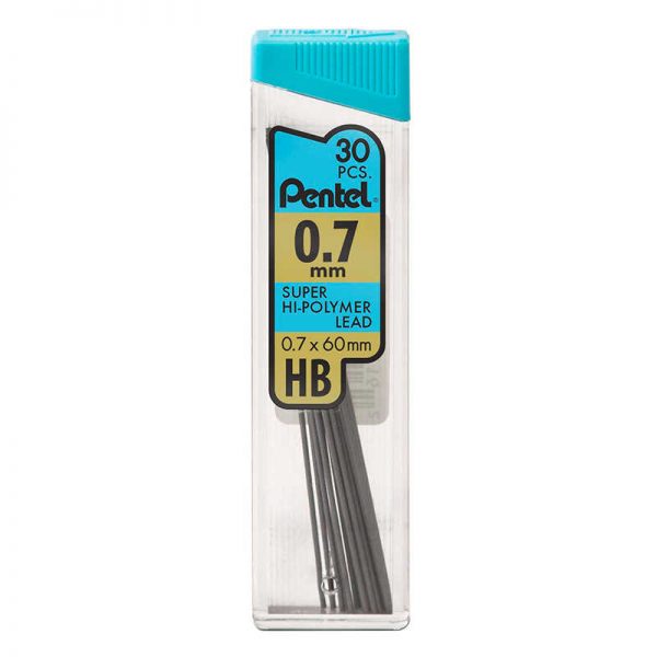 Pentel® HB Super Hi-Polymer Leads, 0.7mm, Black, 30 leads
