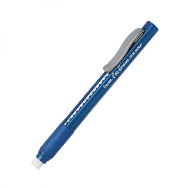 Pentel® Clic Erasers® Grip, Blue Barrel, Pack of 12