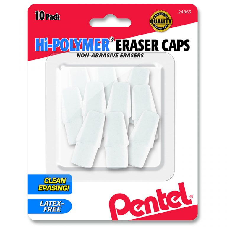 Pentel® Hi-Polymer White Cap Erasers, Pack of 10