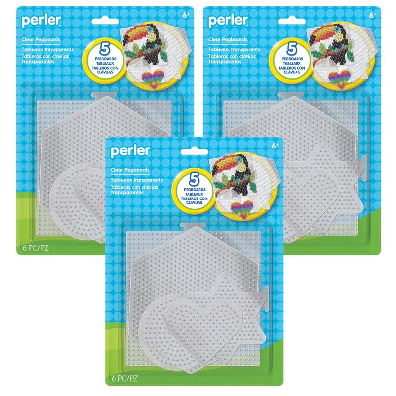 Perler™ Small & Large Basic Shapes Clear Pegboards, 5 Per Pack, 3 Packs