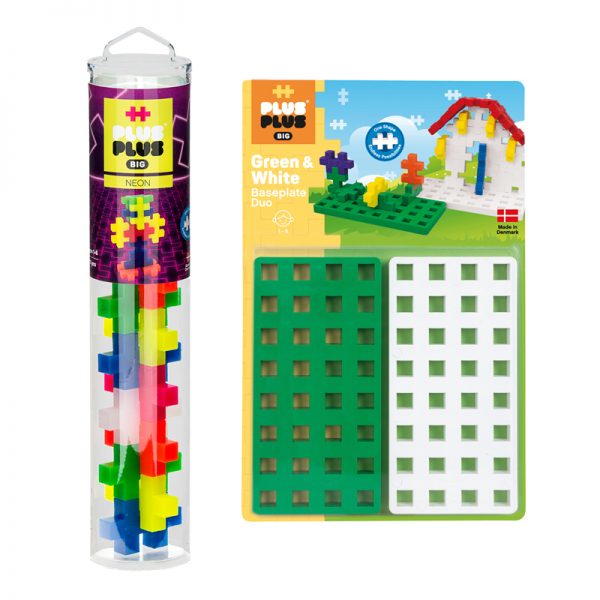 Plus-Plus® Plus-Plus® BIG 15-Piece Neon Mix Tube & Baseplate Bundle