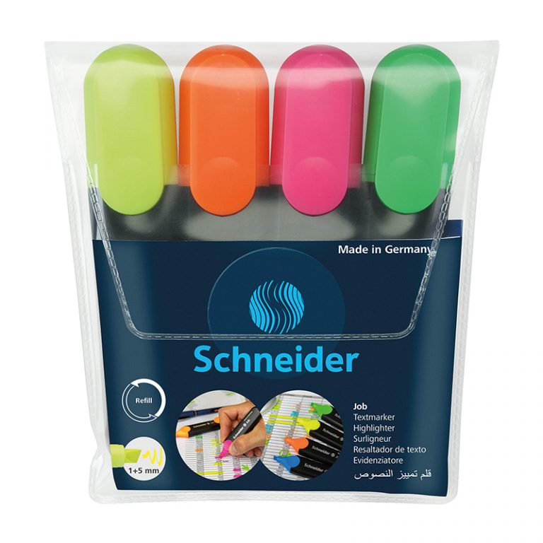 Schneider Job Highlighters Chisel Tip, 4 Colors
