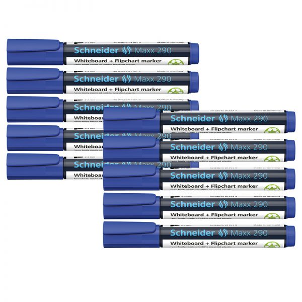 Schneider® Maxx Whiteboard & Flipchart Markers, Blue, Box of 10
