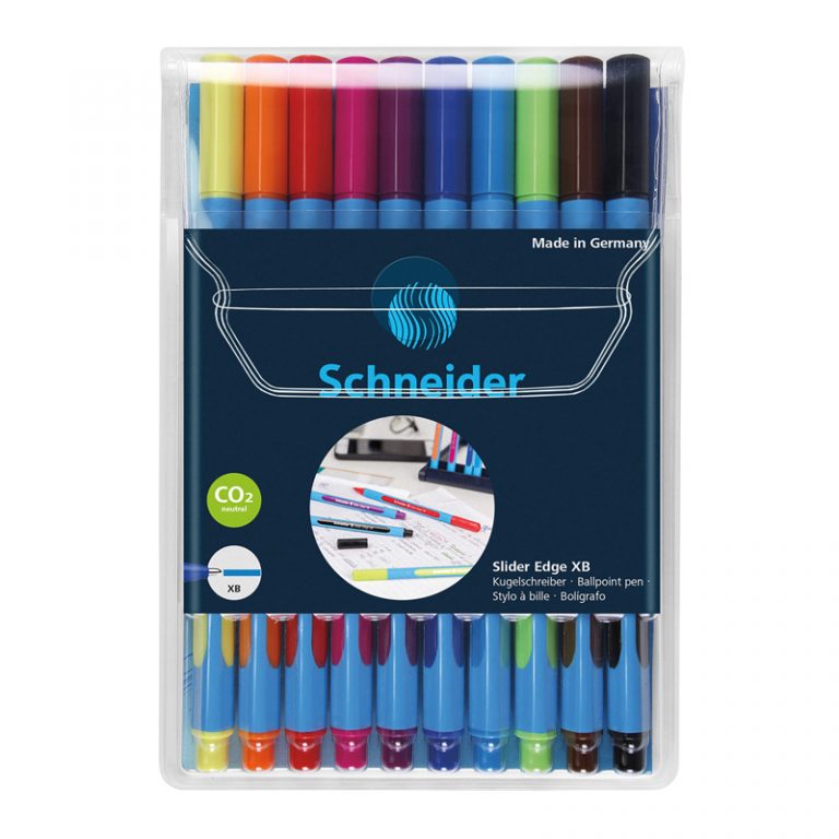 Schneider® Slider Edge XB Ballpoint Pen, Viscoglide Ink, 1.4 mm, 10-Color Assortment in Wallet