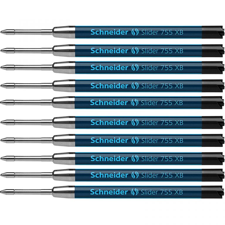 Schneider® Slider 755 XB Ballpoint Pen Refill, Viscoglide Ink, Black, Pack of 10