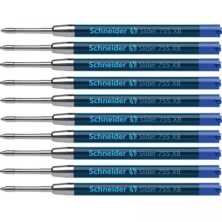 Schneider® Slider 755 XB Ballpoint Pen Refill, Viscoglide Ink, Blue, Pack of 10