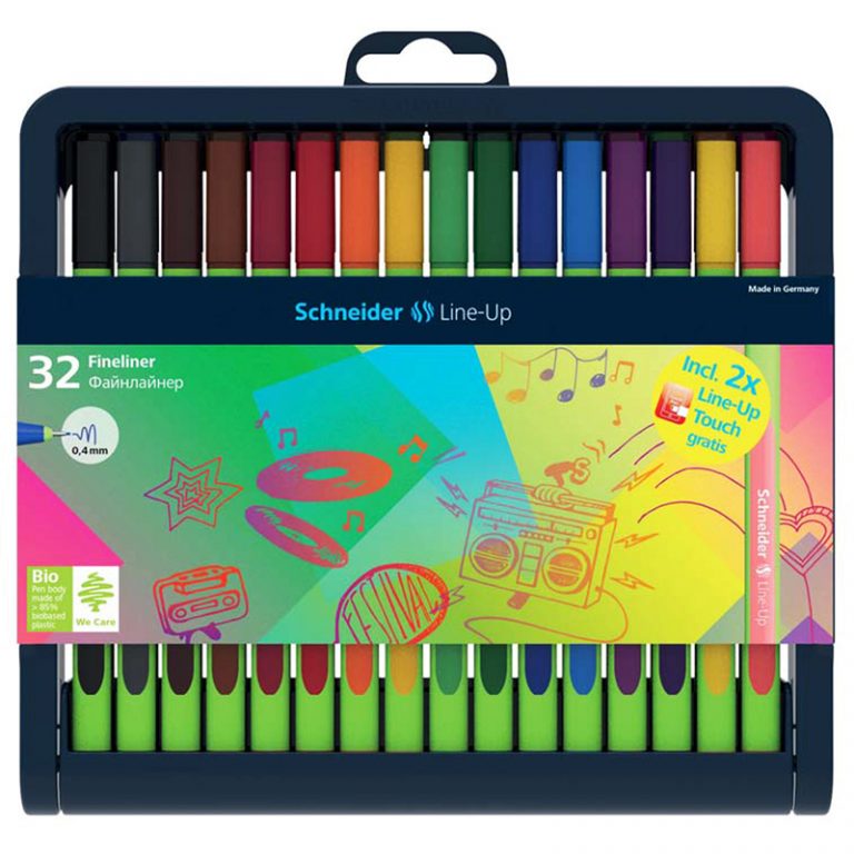 Schneider® Line-Up Fineliner Pens with Case, 32 Colors