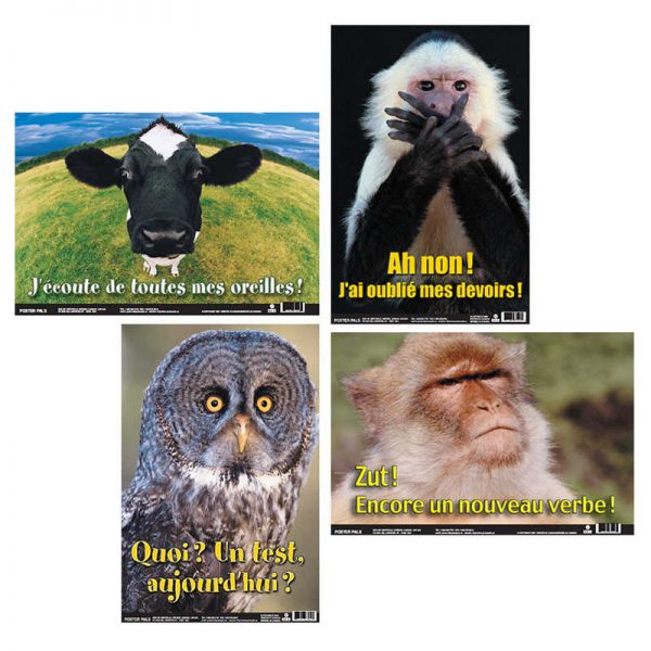 Poster Pals® French Fun Photo Posters Set #5, 12" x 18", Set of 4