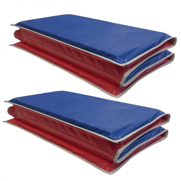 KinderMat® Basic Mat, 1in Thick, Red/Blue with Gray Binding, Pack of 2