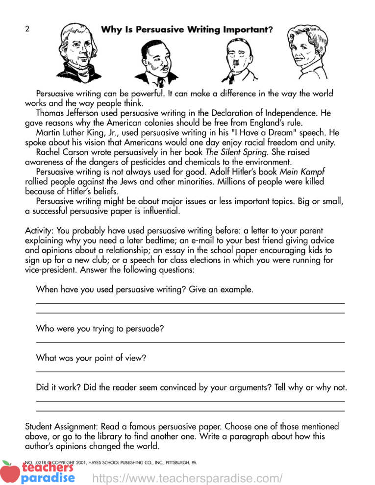 Persuasive Writing for Grade 4-8 by Hayes School Publishing - H-L021R ...