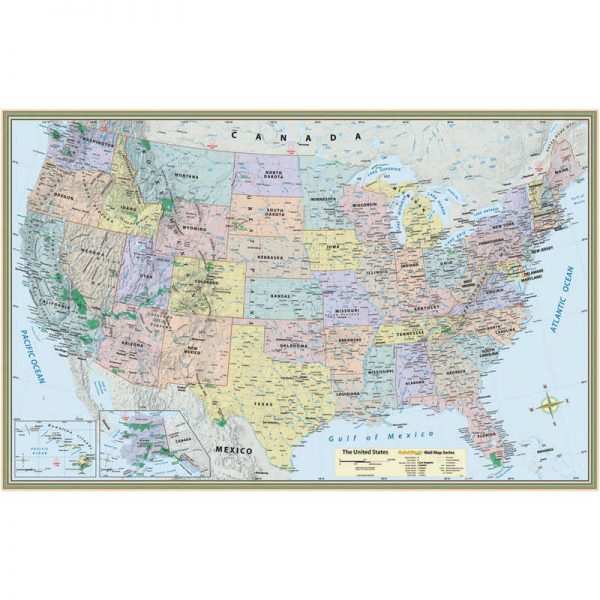 QuickStudy U.S. Map Laminated Poster, 50" x 32"