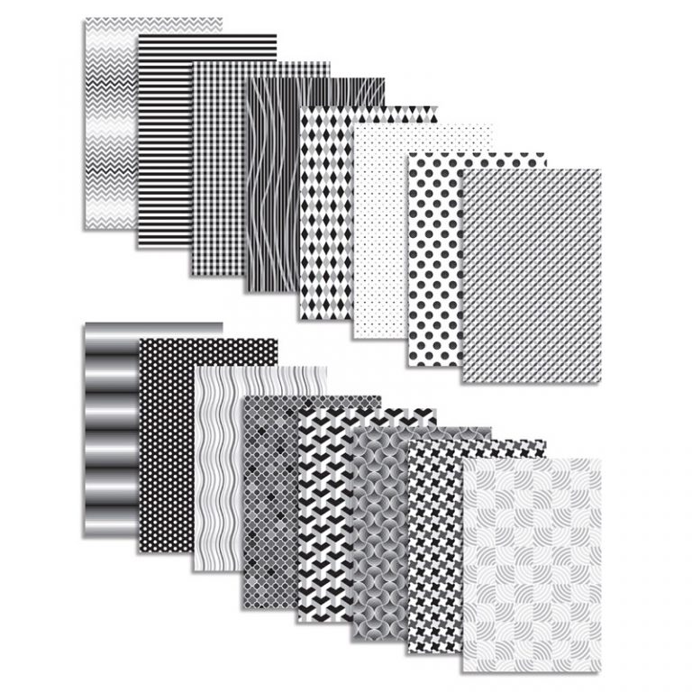 Roylco® Black & White Paper, 5-1/2" x 8-1/2", 16 Designs, 208 Sheets