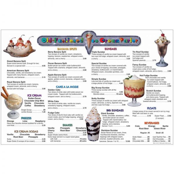 Remedia Publications Menu Math: Old Fashioned Ice Cream Parlor, 6 Extra Menus