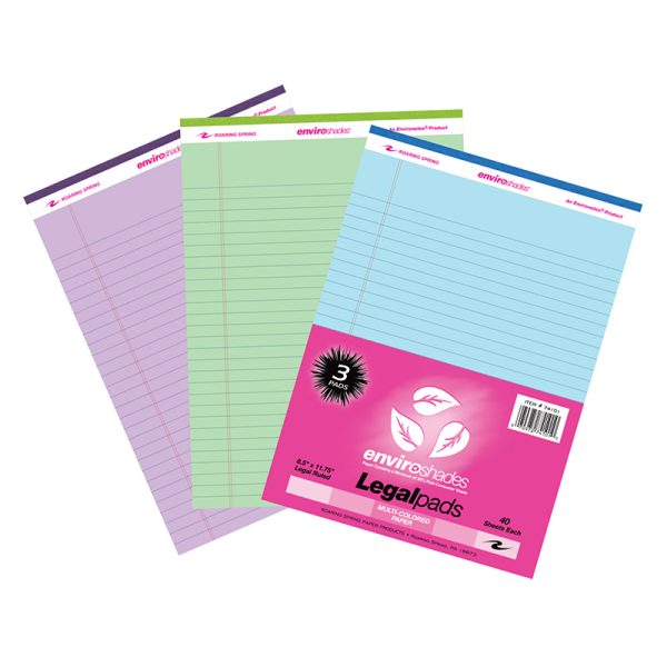 Roaring Spring Enviroshades Legal Pad, Standard, Assorted 3-Pack (Orchid, Blue, and Green)
