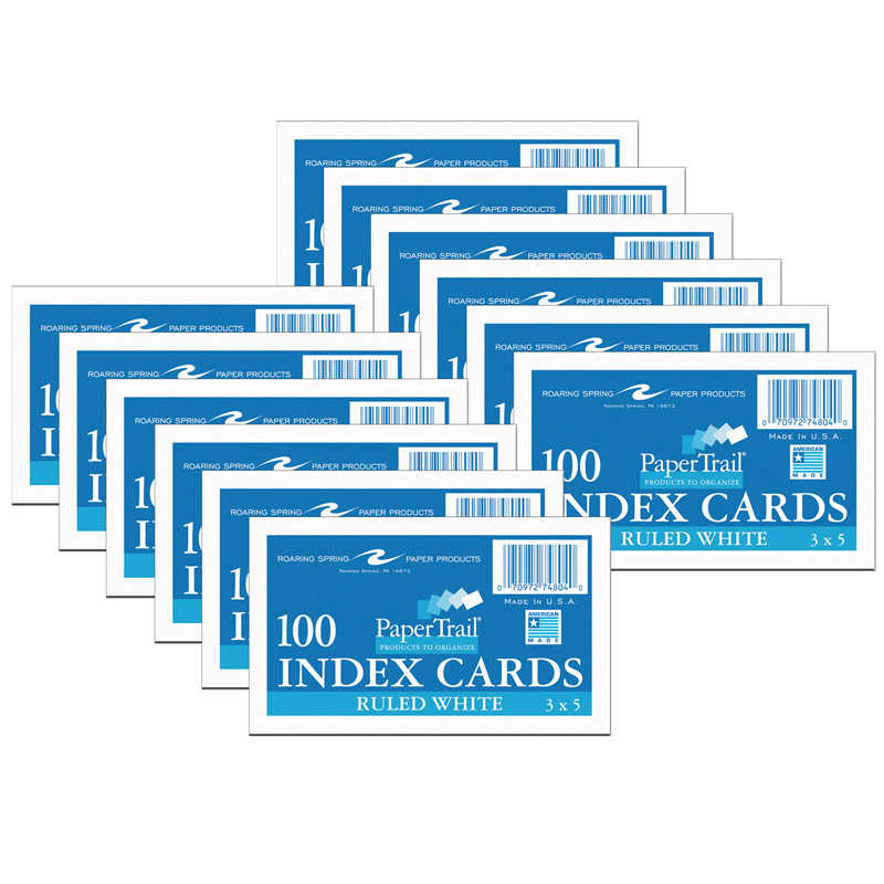 TeachersParadise - PaperTrail Index Cards, 3" x 5", Ruled, 100 Per Pack ...