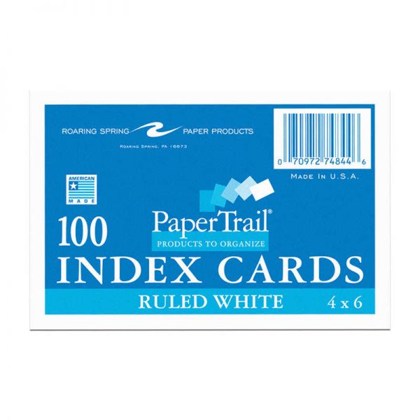 PaperTrail Index Cards, 4" x 6", Ruled, Pack of 100
