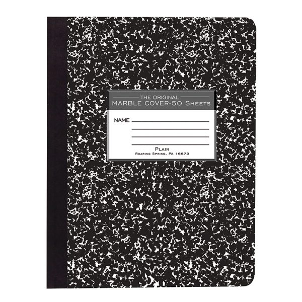 Roaring Springs Paper Products Composition Book, Unruled, 50 Sheets, 9.75" x 7.5" , Black Marble