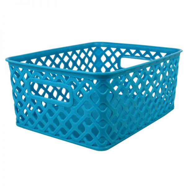 Romanoff Woven Basket, Small, Turquoise