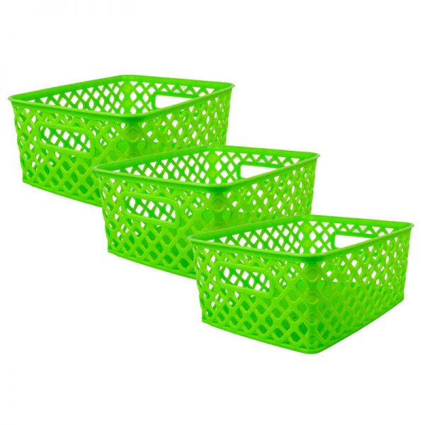 Romanoff Woven Basket, Small, Lime, Pack of 3