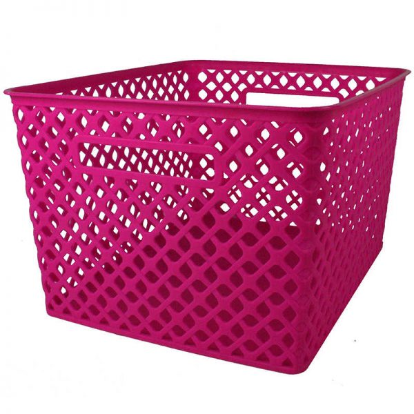 Romanoff Woven Basket, Large, Hot Pink