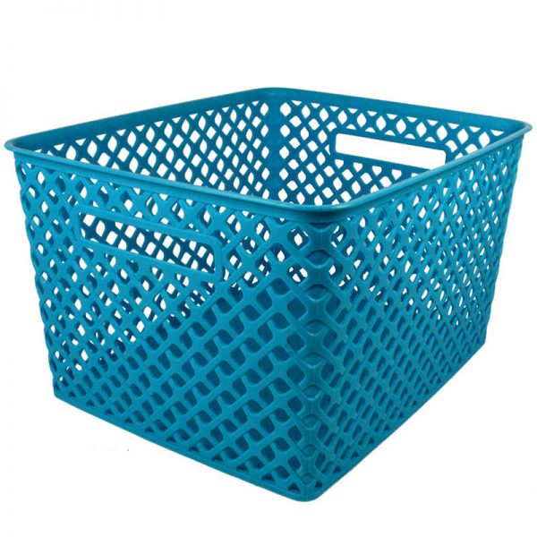 Romanoff Woven Basket, Large, Turquoise
