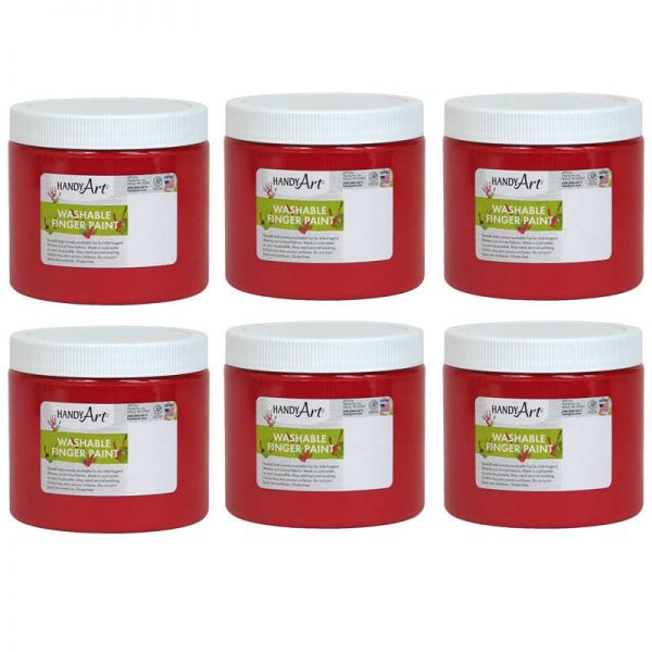 Handy Art® Washable Finger Paint, Red, 16 oz., Pack of 6