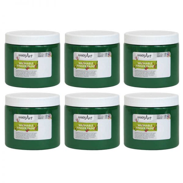 Handy Art® Washable Finger Paint, Green, 16 oz., Pack of 6