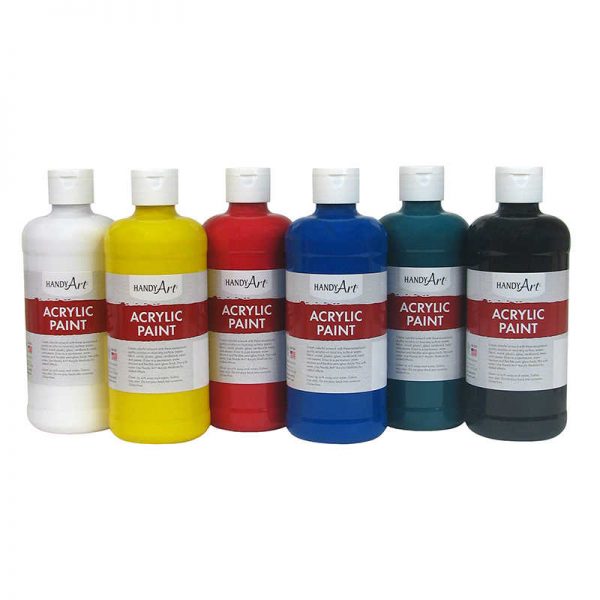 Handy Art® Acrylic Paint, Assorted Colors, 16 oz, Set of 6