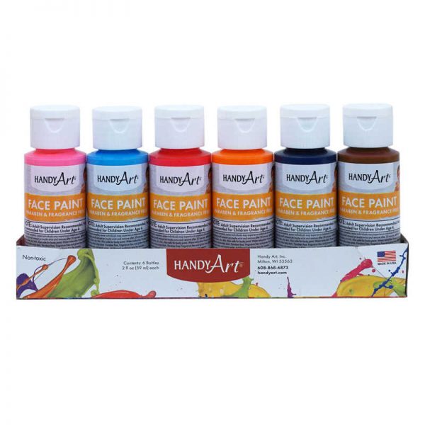 Handy Art® Washable Face Paint Kit, Secondary colors, 2 oz. Bottles, 6 Color Set