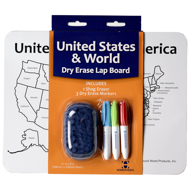 TeachersParadise Hemispheres DoubleSided World/USA Dry Erase