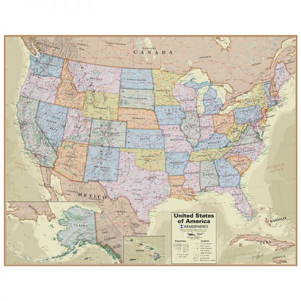 Hemispheres Hemispheres Boardroom Series United States Laminated Wall Map