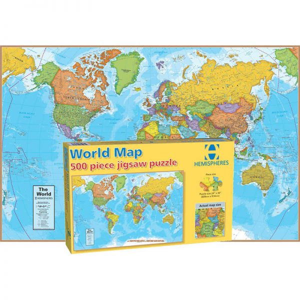 Round World Products Hemispheres® World Map Jigsaw Puzzle, 500 Pieces